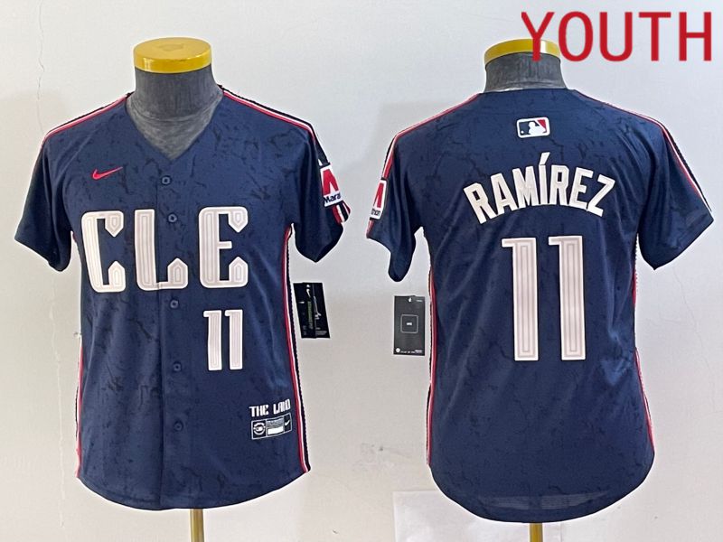 Youth Cleveland Indians 11 Ramirez Blue City Edition Nike 2024 MLB Jersey style 10